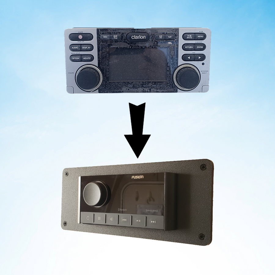 Fusion Marine Stereo Adapter Plate -  Replaces Clarion CMD/XMD Cutouts for Fusion MS-RA670/RA210 Models