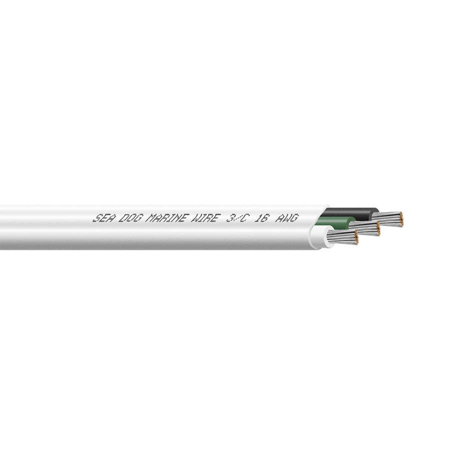 Sea-Dog 16/3 AWG Flat Triplex Wire - White/Green/Black - 100' [8016302]