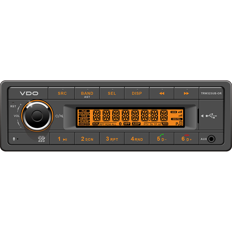 VDO 24V Radio w/FM RDS Tuner MP3/WMA/USB/Bluetooth - Orange Illumination [TRW323UB-OR]