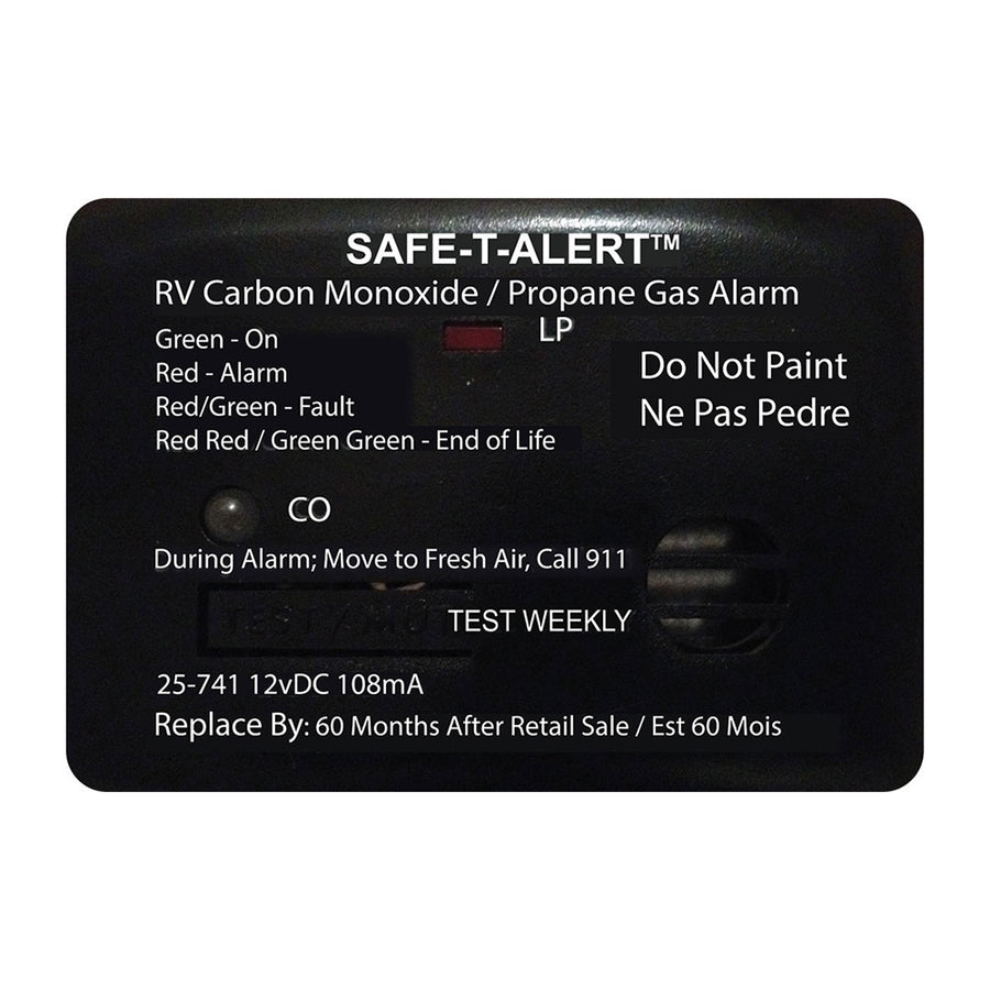 Safe-T-Alert 25 Series Surface Mount Dual Carbon Monoxide/Propane Alarm - 12V Hardwire - Black [25-741-BL]