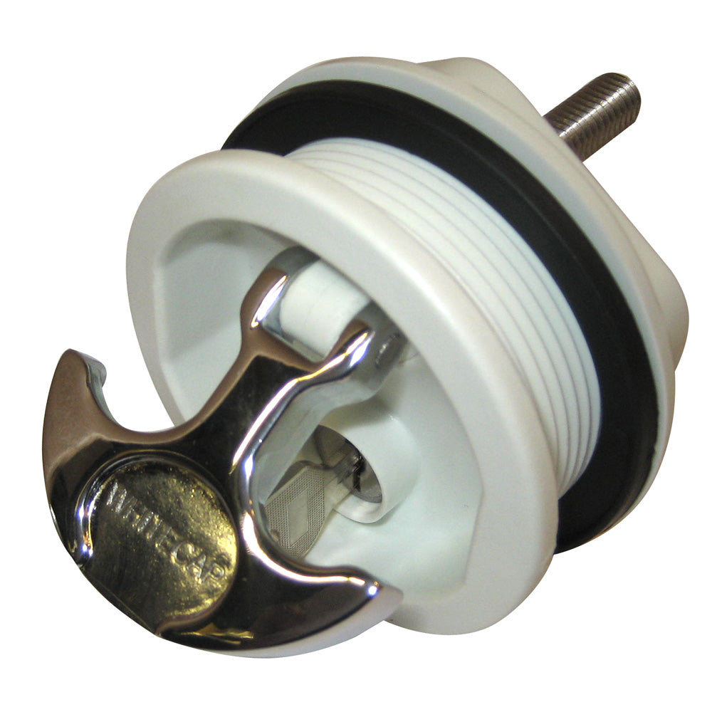 Whitecap T-Handle Latch - Chrome Plated Zamac/White Nylon - Locking - Freshwater Use Only [S-0226WC]