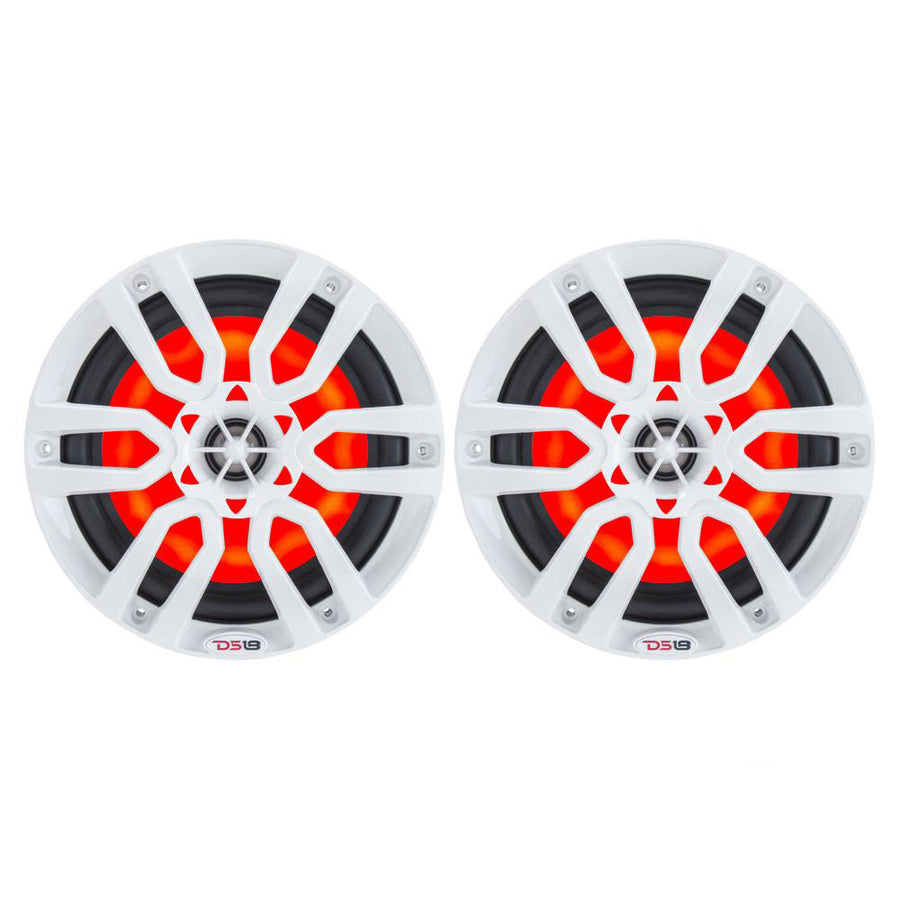 DS18 HYDRO 6.5" 2-Way Marine Speakers w/RGB LED Lights 300W - White [NXL-6]