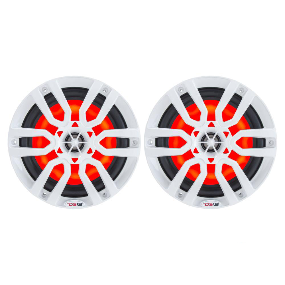DS18 HYDRO 8" 2-Way Marine Speakers w/RGB LED Lights 375W - White [NXL-8]