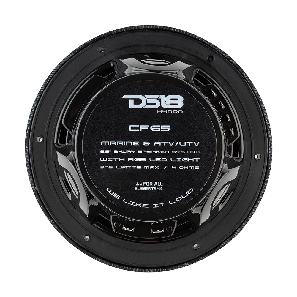 DS18 HYDRO 6.5" 2-Way Marine Speakers w/RGB LED Lights 300W - Black Carbon Fiber [CF-65]