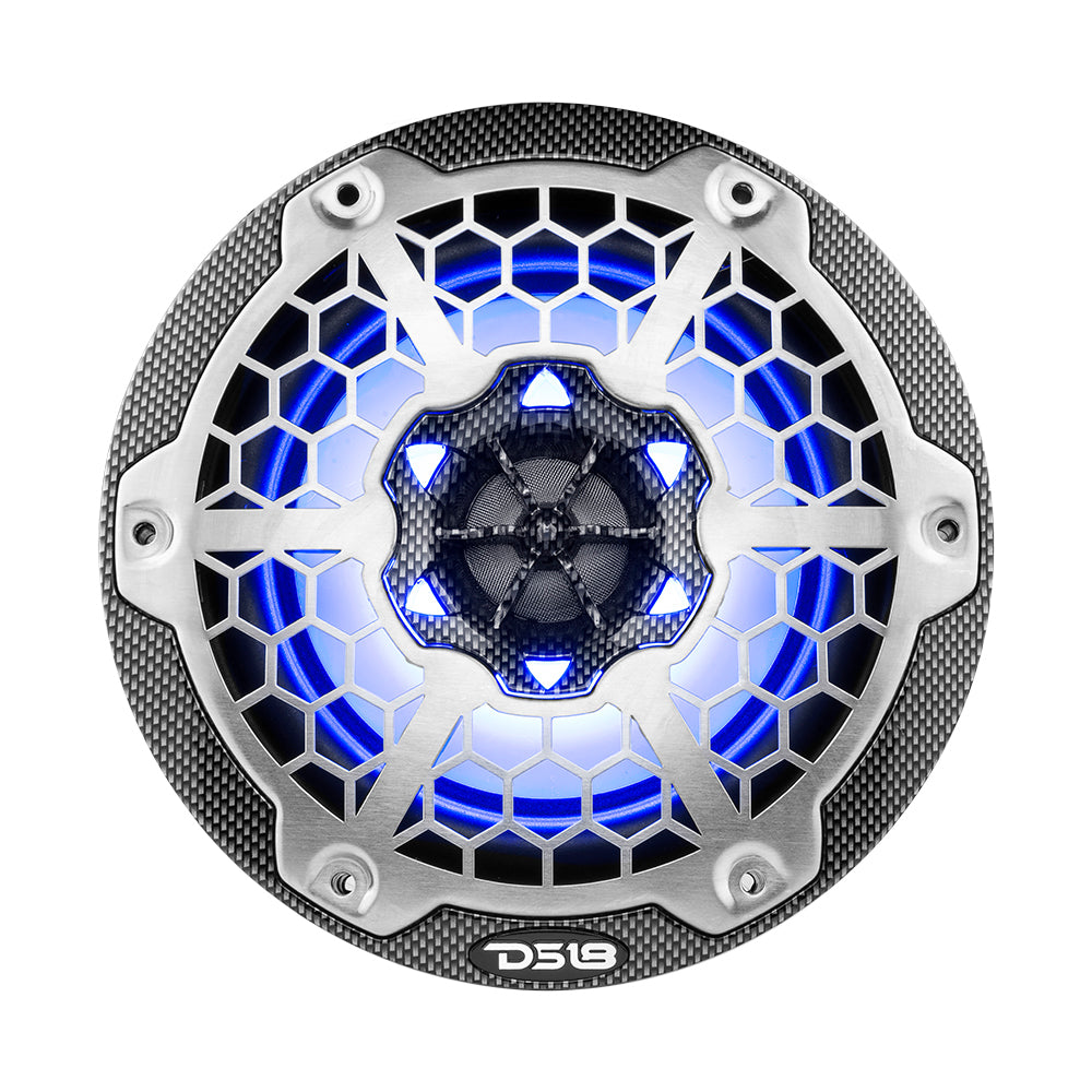 DS18 HYDRO 6.5" 2-Way Marine Speakers w/RGB LED Lights 300W - Black Carbon Fiber [CF-65]