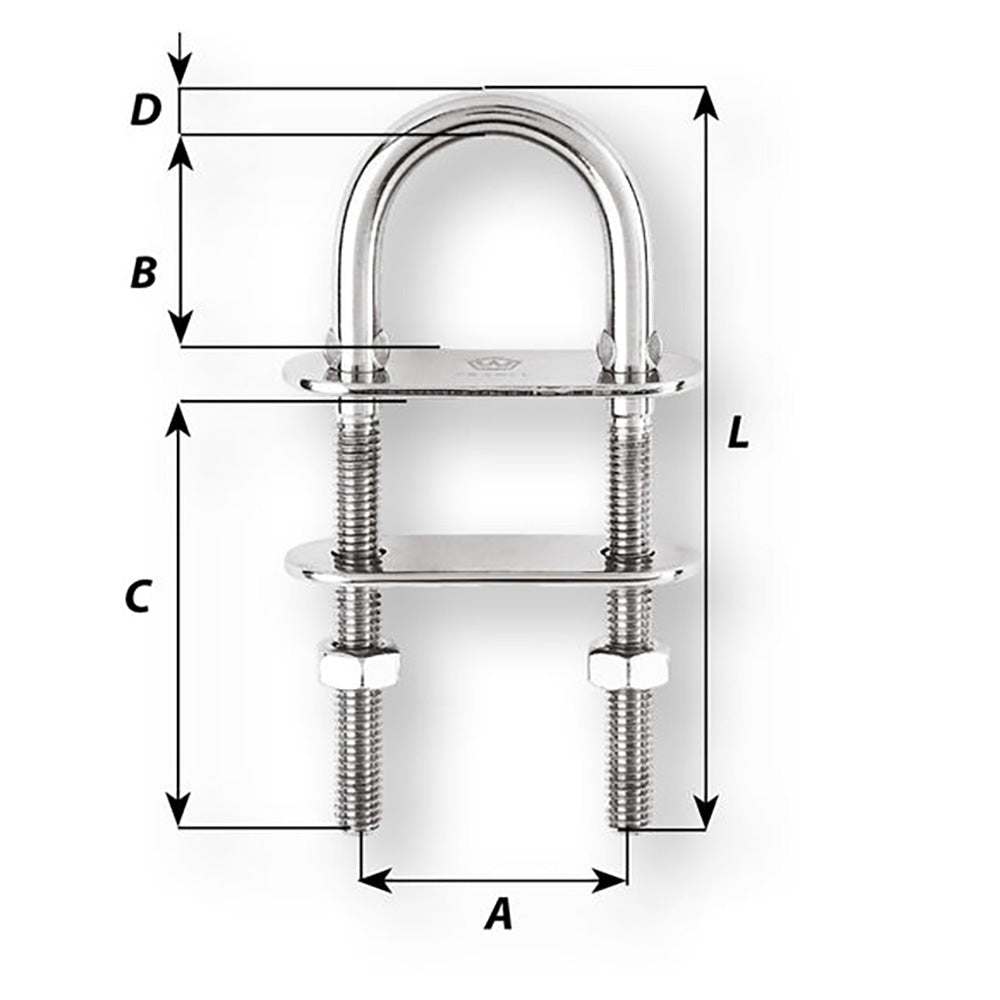 Wichard U-Bolt Pad Eye - 12mm Diameter - 15/32" - 130mm Length - 5-1/8" [6526W]