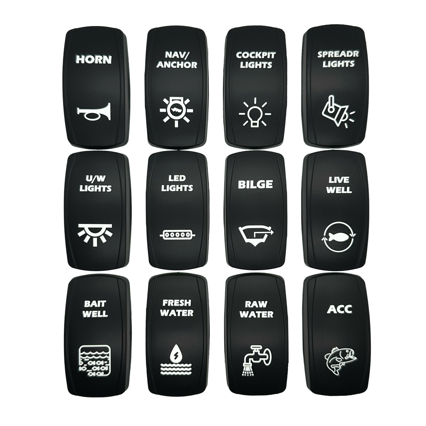 Marine Waterproof Rocker Switch Cover Bundle (12-Pack) for Carling Contura II/IV/V