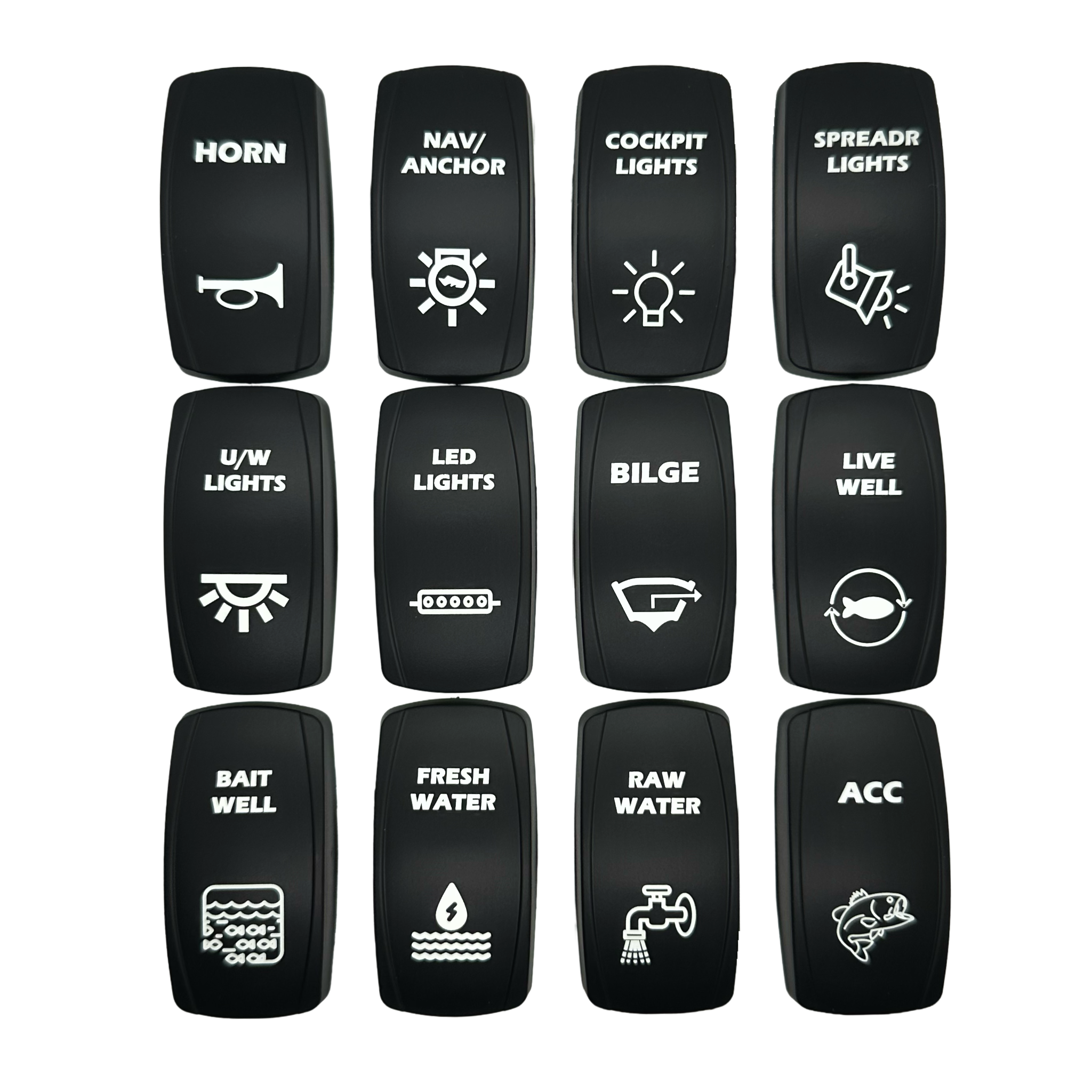 Marine Waterproof Rocker Switch Cover Bundle (12-Pack) for Carling Contura II/IV/V